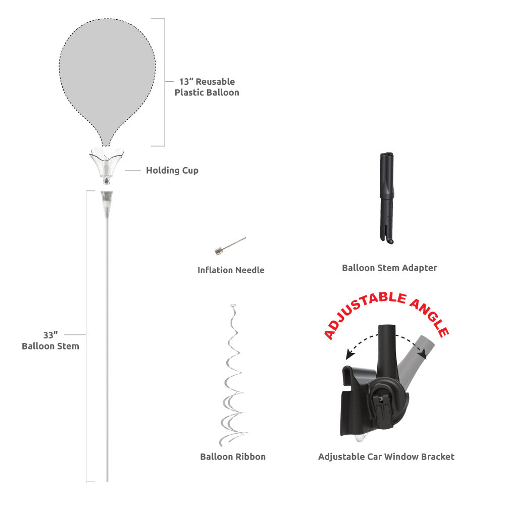 PermaShine® 1-Balloon Bouquet Adjustable Car Window Kit