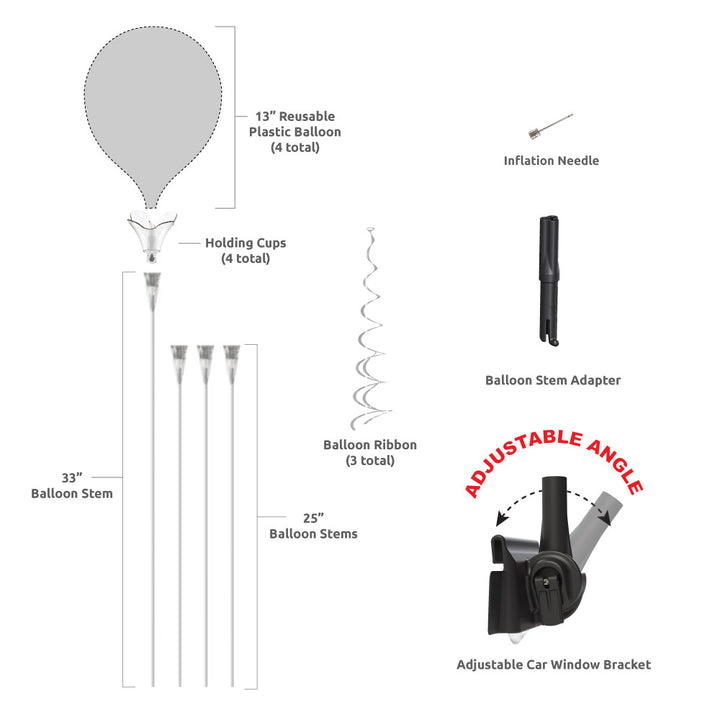 PermaShine® 4-Balloon Bouquet Adjustable Car Window Kit