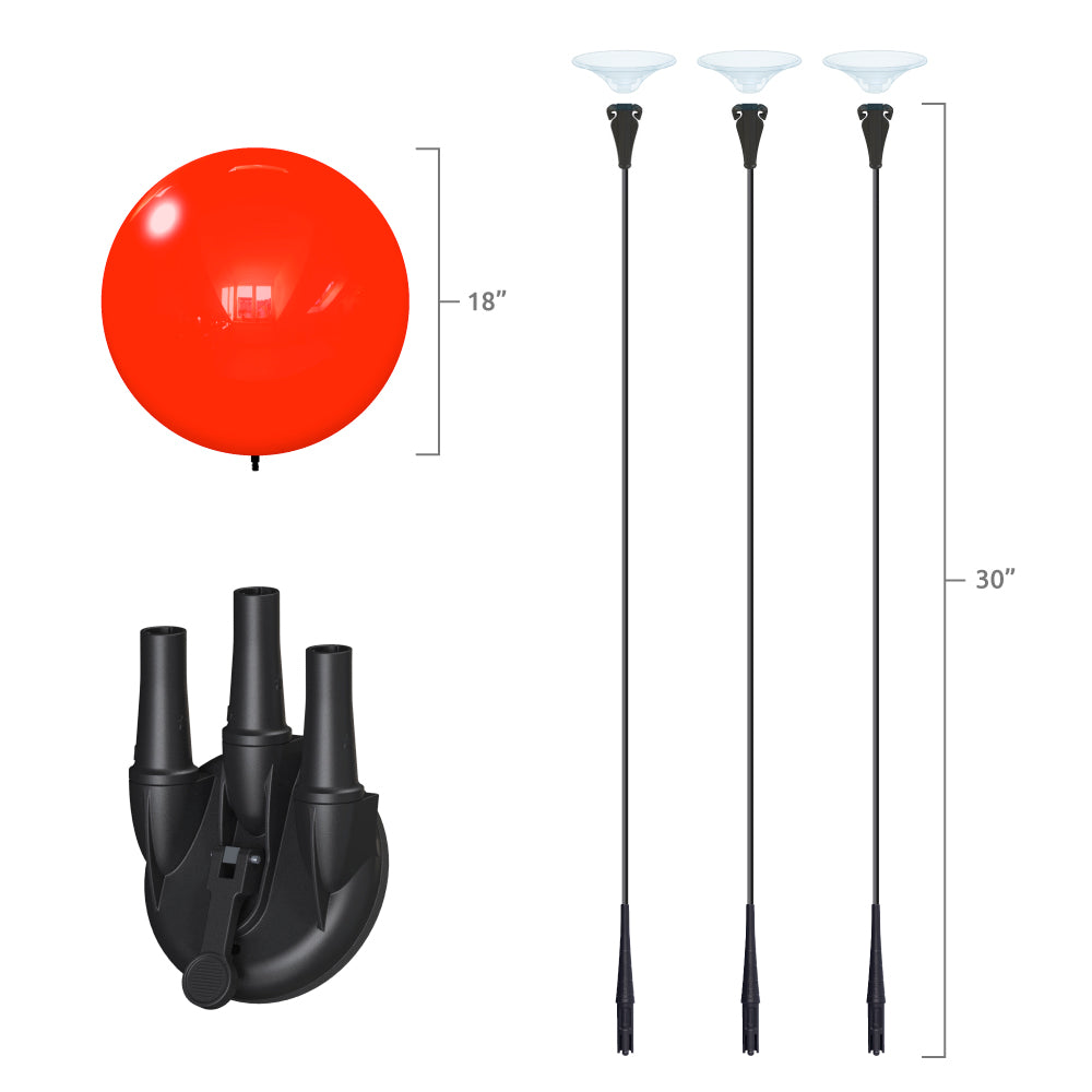 DuraBalloon® Triple Suction Cup Kit Dimensions