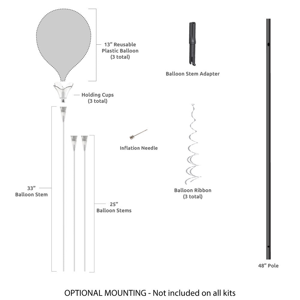 PermaShine® 3-Balloon Bouquet Long Pole Kit