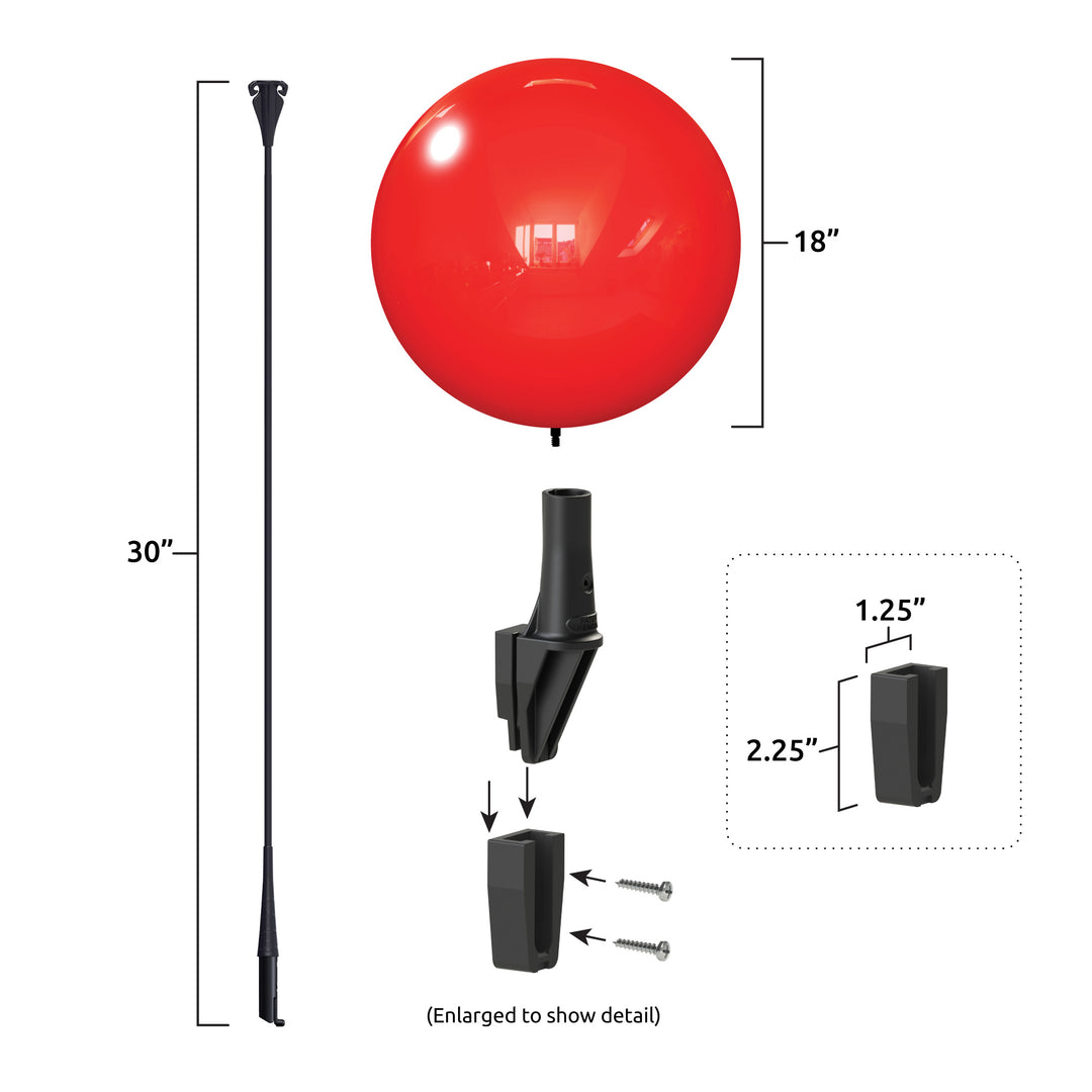 DuraBalloon® Vertical Bracket Kit Dimensions